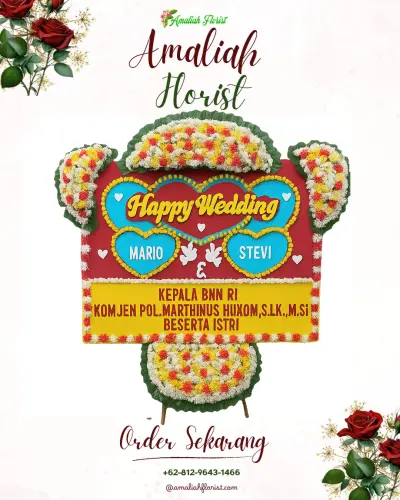 Karangan Papan Bunga Pernikahan di Bajera